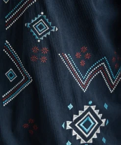 Corduroy Geo Embroidered Zipper Fly Jacket -Clothing Shop 180564989 vl