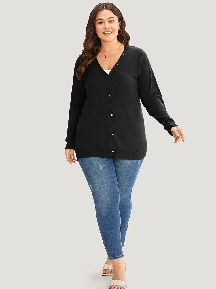 Supersoft Essentials Plain Button Detail Very Stretchy Cardigan 18 Supersoft Essentials Plain Button Detail Very Stretchy Cardigan - Image 16