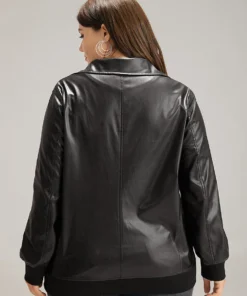 Plain Zipper Fly Rib Knit Patchwork Jacket 12 Plain Zipper Fly Rib Knit Patchwork Jacket -Clothing Shop 181572128 rn