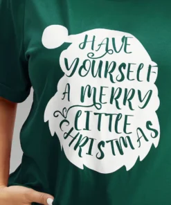 Christmas Print Round Neck Roll Sleeve T-shirt 23 Christmas Print Round Neck Roll Sleeve T-shirt -Clothing Shop 181952156 nx 448814db 027c 4d4a ad7e c4e8a841057c