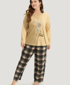 Halloween Skull & Pumpkin Print Sleep Top -Clothing Shop 183128671 gs