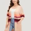 Supersoft Essentials Colorblock Open Front Tunic Pocket Cardigan