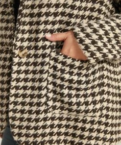 Houndstooth Patched Pocket Button Up Blazer -Clothing Shop 184406551 wv