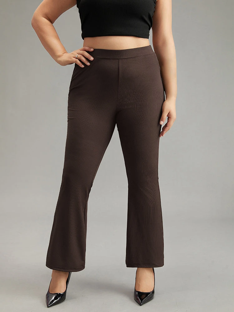 Plain Rib Knit Flare Leg Legging 22 Plain Rib Knit Flare Leg Legging - Image 20