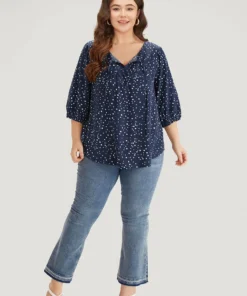 Polka Dot Knot Neck Arc Hem Blouse -Clothing Shop 185202376 em 1ea8fa96 a4df 4ead bc07 f049474b5cf6