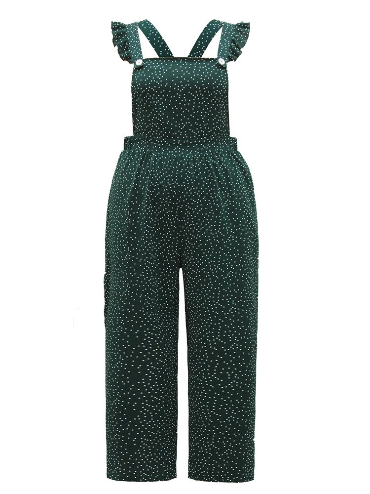 Polka Dot Flutter Trim Overall Cami Jumpsuit 9 Polka Dot Flutter Trim Overall Cami Jumpsuit - Image 7