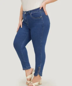 Split Arc Hem Medium Wash Jeans -Clothing Shop 185879477 ys