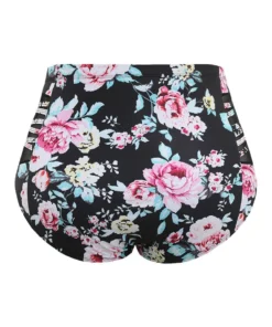 Floral Crisscross Detail Mesh Insert Swim Bottom -Clothing Shop 186111827 qy
