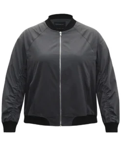 Plain Pocket Patchwork Zipper Bomber Jacket -Clothing Shop 186297987 rh