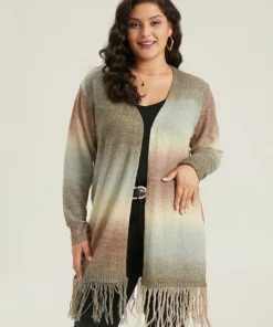 Ombre Fringe Trim Open Front Cardigan 13 Ombre Fringe Trim Open Front Cardigan -Clothing Shop 187016686 ay