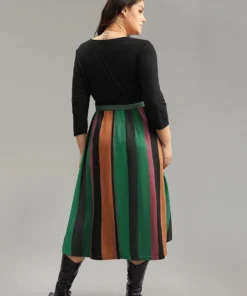 Striped Contrast Patchwork Belted Dress -Clothing Shop 187048380 cw 092f9d79 f0c0 4c28 968c 9ad535df0634
