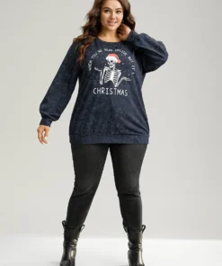 Christmas Vintage Skull Print Crew Neck Sweatshirt -Clothing Shop 187762113 ve e05c0a4d 2aa7 4f1f b98e 9bf77d6a22f7