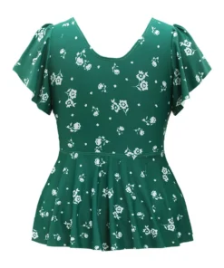 Floral Print V Neck Ruffle Sleeve Tankini Top 19 Floral Print V Neck Ruffle Sleeve Tankini Top -Clothing Shop 188143001 rh