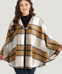 Plaid Duffle Button Hooded Cape Coat -Clothing Shop 189005878 ck f0576df8 0ccd 499d 9321 d11751b31293