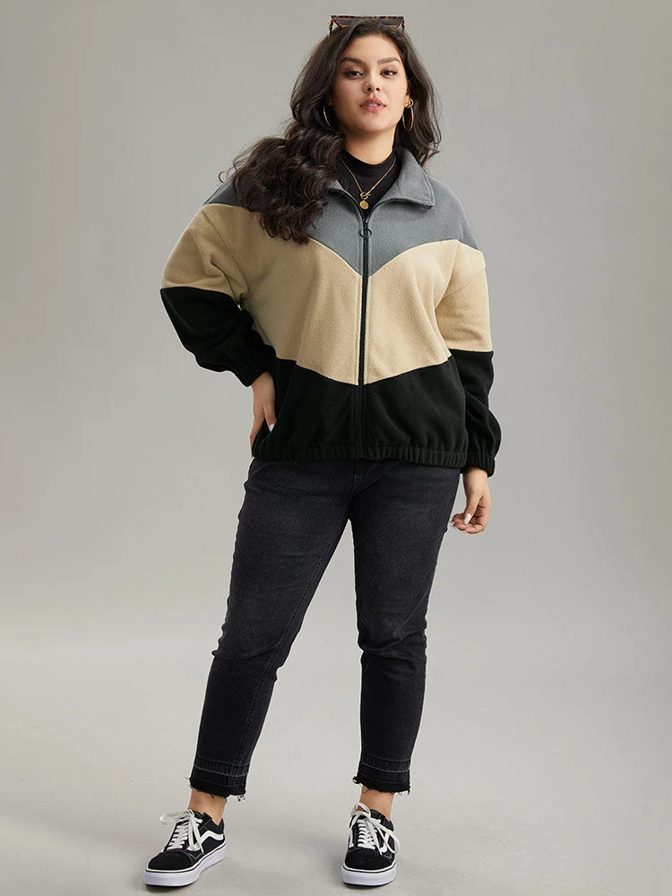 Colorblock Contrast Zipper Drop Shoulder Jacket 7 Colorblock Contrast Zipper Drop Shoulder Jacket - Image 5