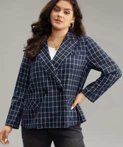 Plaid Flap Detail Suit Collar Button Up Blazer 14 Plaid Flap Detail Suit Collar Button Up Blazer -Clothing Shop 189713361 mh
