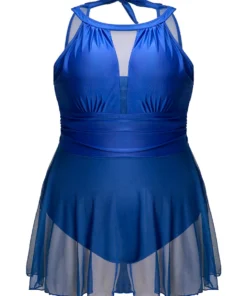Knotted Back Mesh Insert Halter Swim Dress -Clothing Shop 18 e07573da 5afa 47ca b42f 5f7a9800db36