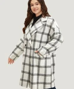 Plaid Lapel Collar Button Up Coat 13 Plaid Lapel Collar Button Up Coat -Clothing Shop 190576920 tn