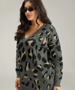 Anti-Pilling Leopard Elastic Cuffs Pullover -Clothing Shop 191957087 fg