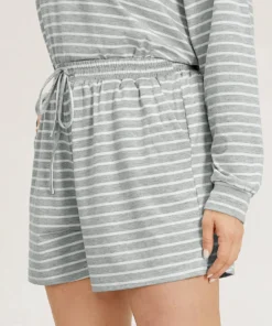 Striped Print Drawstring Elastic Waist Sleep Shorts -Clothing Shop 192031686 ur