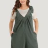 Plain Bowknot Gathered Pocket Overall Jumpsuit -Clothing Shop 193166447 ty