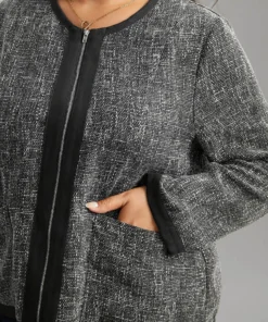 Tweed Patchwork Zipper Pocket Jacket -Clothing Shop 193700541 ia 9402661b 93fa 4257 ab56 31c4494cf992