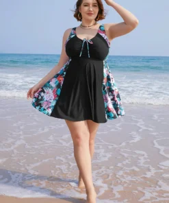 Tropical Contrast Drawstring Ruched Ruffles Swim Dress -Clothing Shop 194333229 mx 51aa302f 1d6b 482a 9e57 445a757b0a04