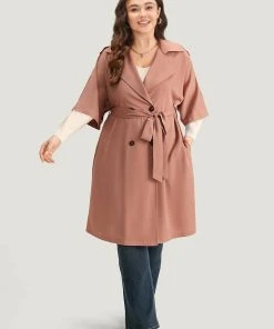 Plain Pocket Button Up Belted Lapel Collar Coat -Clothing Shop 194658952 ec fbfc5dbe 0b95 42f4 9719 4196e19e6fcb