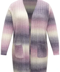 Ombre Patched Pocket Tunic Cardigan -Clothing Shop 19503822 ok