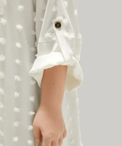 Solid Button Through Tab Sleeve Split Hem Coat -Clothing Shop 195673027 ar