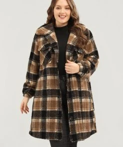 Plaid Flap Pocket Button Up Teddy Coat 12 Plaid Flap Pocket Button Up Teddy Coat -Clothing Shop 196125420 hk e25c4c4c 3e59 4e55 b47a dfc4cb1acf80