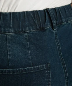 Plain Drawstring Front Roll Hem Jeans -Clothing Shop 196194428 fq