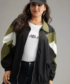 Colorblock Patchwork Pocket Zipper Windbreaker