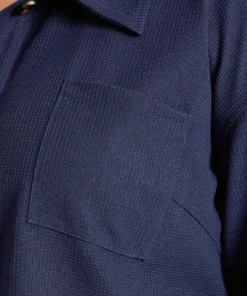 Plain Shirt Collar Button Through Pocket Waffle Knit Coat -Clothing Shop 19662782 rd 9c8a91fc af33 4b85 80bb b1920621c8fa