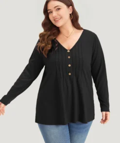 Plain V Neck Line Button Detail T-shirt 25 Plain V Neck Line Button Detail T-shirt -Clothing Shop 19676340 xx