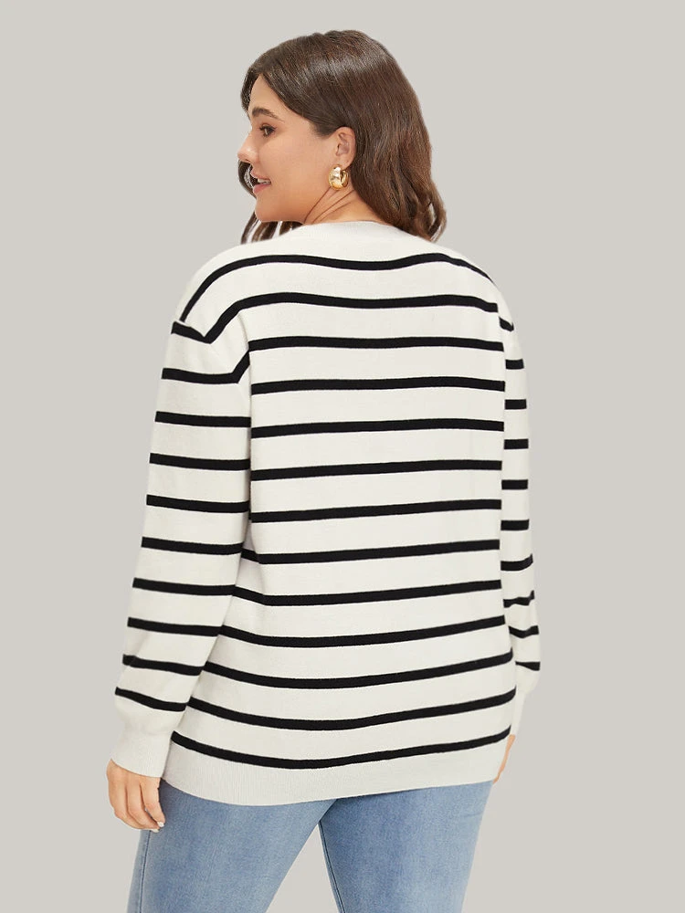 Supersoft Essentials Striped Heart Keyhole Mesh Pullover 4 Supersoft Essentials Striped Heart Keyhole Mesh Pullover - Image 2