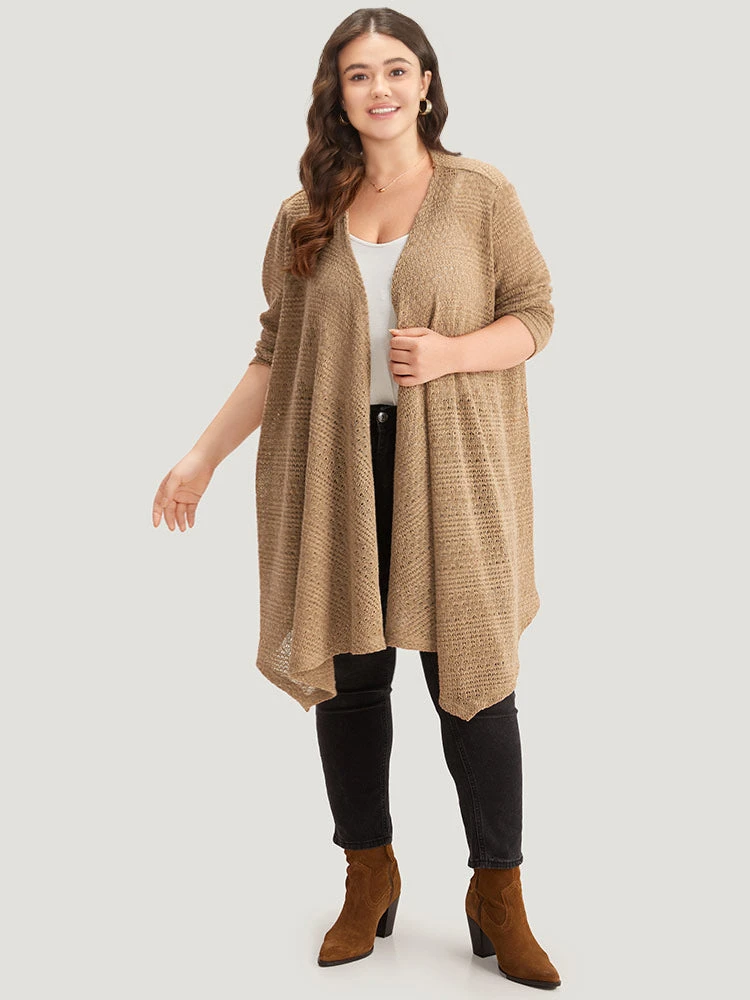 Plain Texture Asymmetrical Hem Drape Kimono 7 Plain Texture Asymmetrical Hem Drape Kimono - Image 5