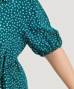 Polka Dot Belted Puff Sleeve Shirt Collar Jumpsuit -Clothing Shop 198295947 jn 860edee2 72af 4e90 8653 88e7d1a48e08