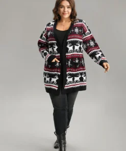 Christmas Elk Open Front Pocket Cardigan -Clothing Shop 198979150 hv