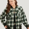 Halloween Plaid Pocket Button Up Contrast Patchwork Jacket