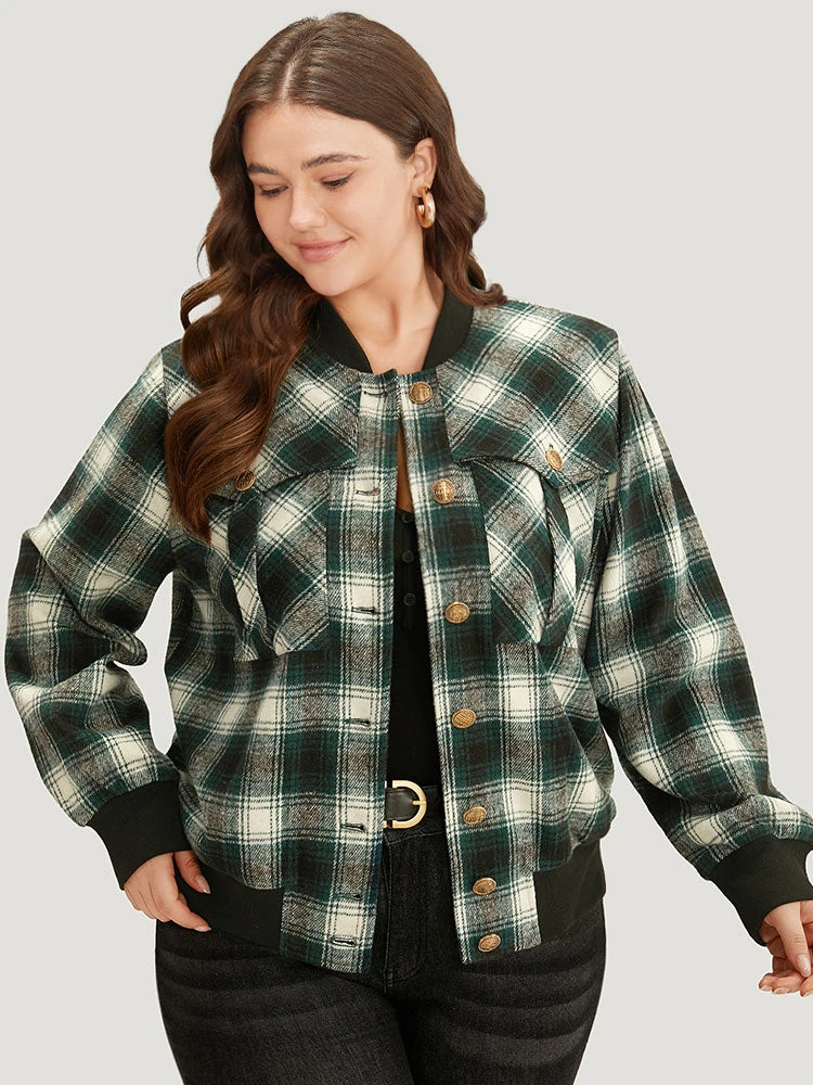 Halloween Plaid Pocket Button Up Contrast Patchwork Jacket 3 Halloween Plaid Pocket Button Up Contrast Patchwork Jacket