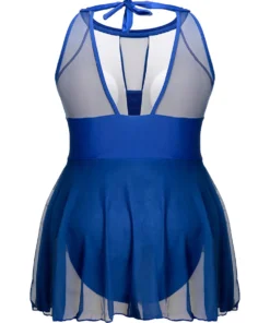 Knotted Back Mesh Insert Halter Swim Dress -Clothing Shop 19 76755332 9fc4 492a 9d58 f907de75e8cc