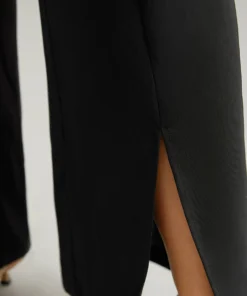 Static-Free Metal Chain Detail Split Hem Pants -Clothing Shop 201017586 mf