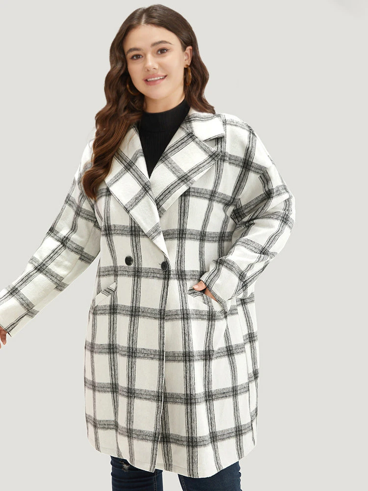 Plaid Lapel Collar Button Up Coat 3 Plaid Lapel Collar Button Up Coat
