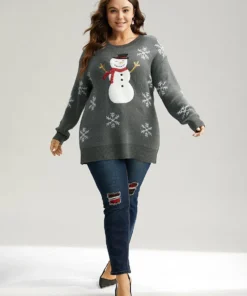 Sequin Christmas Graphic Drop Shoulder Pullover 18 Sequin Christmas Graphic Drop Shoulder Pullover -Clothing Shop 202002493 el