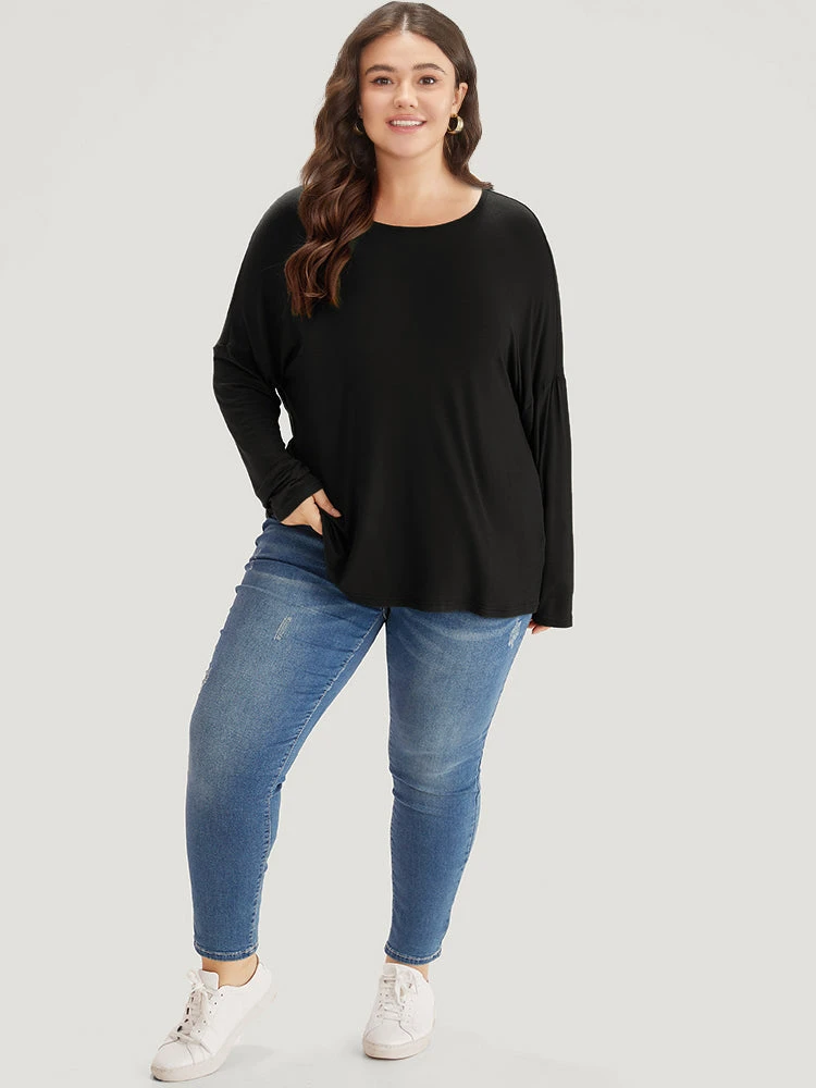 Supersoft Essentials Plain Batwing Sleeve Crew Neck T-shirt 14 Supersoft Essentials Plain Batwing Sleeve Crew Neck T-shirt - Image 12