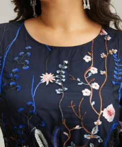 Halloween Floral Embroidered Belted Lantern Sleeve Jumpsuit -Clothing Shop 204091989 bv ec137ec5 7276 46f8 9182 5acfe1cb955d