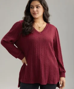 Plain Cable Knit Elastic Cuffs Sweatshirt 17 Plain Cable Knit Elastic Cuffs Sweatshirt -Clothing Shop 204548995 ou