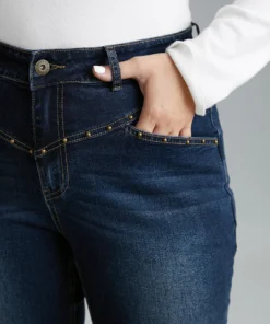 Beaded Detail Full Length Pocket Straight Leg Jeans -Clothing Shop 204666899 eh