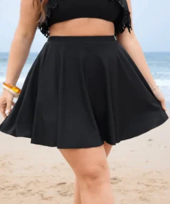 Solid Pocket Ruffles Swim Skirt